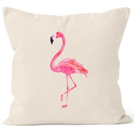 Autiga Flamingo Cushion Cover Decorative Cushion 40 x 40 cm Cotton Natural Pullover