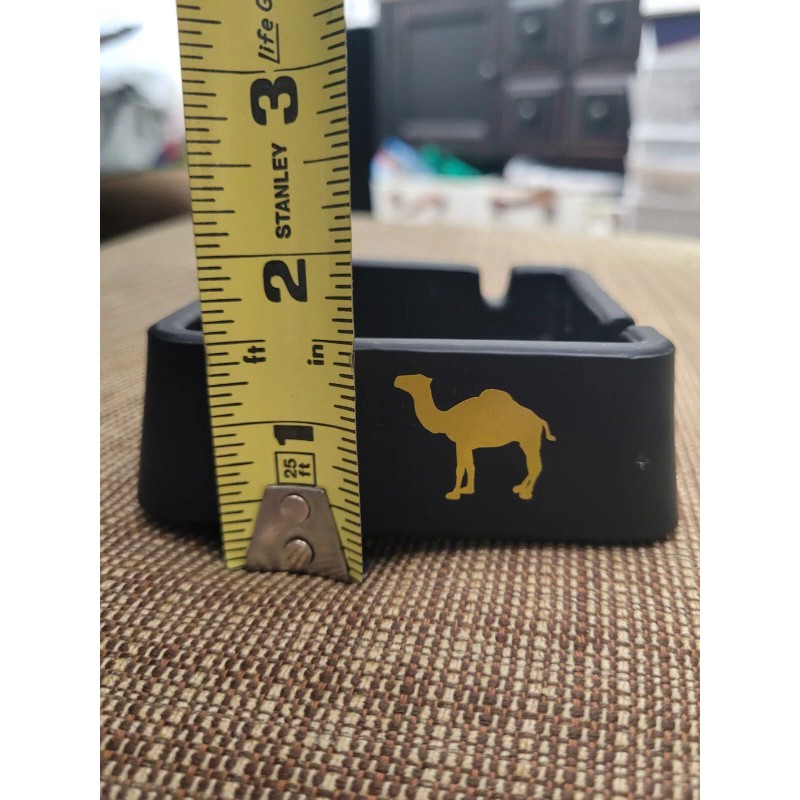 Vintage Camel Ashtray Square Black Glass