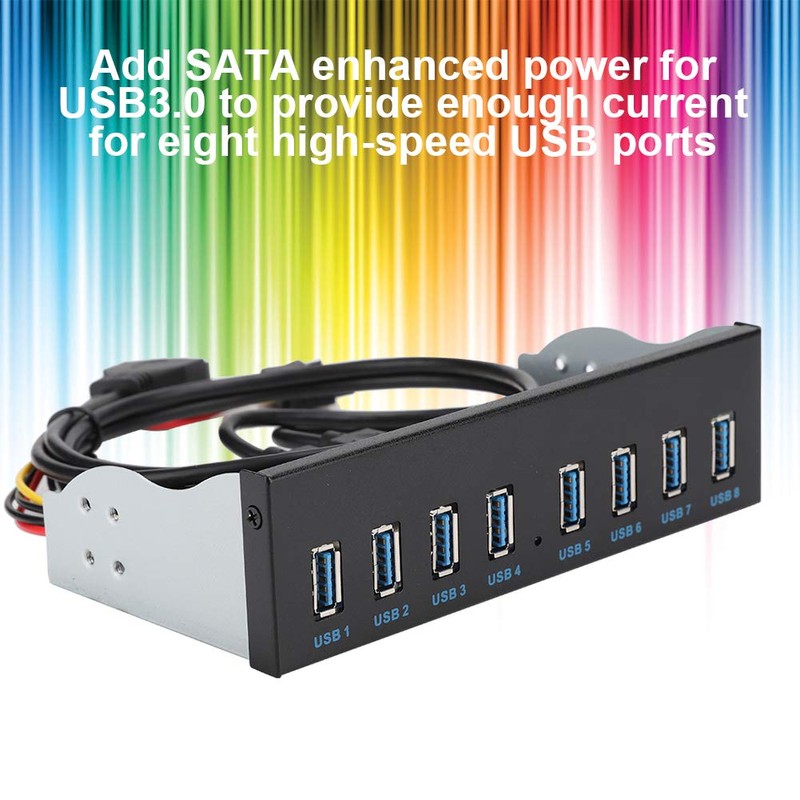 Panel Frontal Hub USB 3.0 de 8 Puertos, de 19