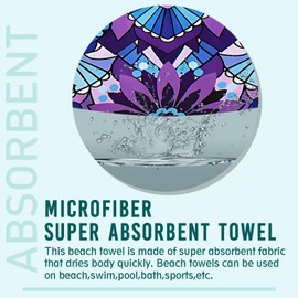 Gelasgo Purple Flowers Microfibre Beach Towel - 52"x32" Large Lightweight Soft Quick-Dry Towel for Adults, Ultra Absorbent & Dual-Sided Sand Free - Perfect for Beach, Pool, Travel & Cozy Blanket