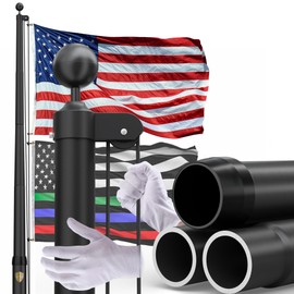 KBLOONG 25FT Heavy Duty Flag Pole for Outside House,2.68" Ultra Wide Aluminum Base,100MPH Wind Resistant Rustproof Flagpole Kit with 3x5 USA Flag for Yard Outdoor Residential Commercial Display