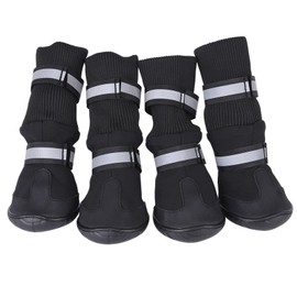 Juego de 4 Piezas de Botas Altas Reflectantes Impermeables para Perros Grandes, Diseño Antideslizante con Cierre Ajustable para Caminar bajo la Lluvia