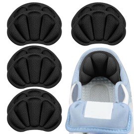 Heel Pads for Shoes That Are Too Big – 4 Pair Anti-Slip Heel Grips for Women & Men, Cushioned Inserts to Prevent Blisters & Tighten Loose Shoes, Comfort Fillers (Black, One Size)
