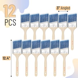 Bates 3-Inch Angle Paint Brushes (12 Pack) - Treated Wood Handle, Perfect for Walls & Furniture