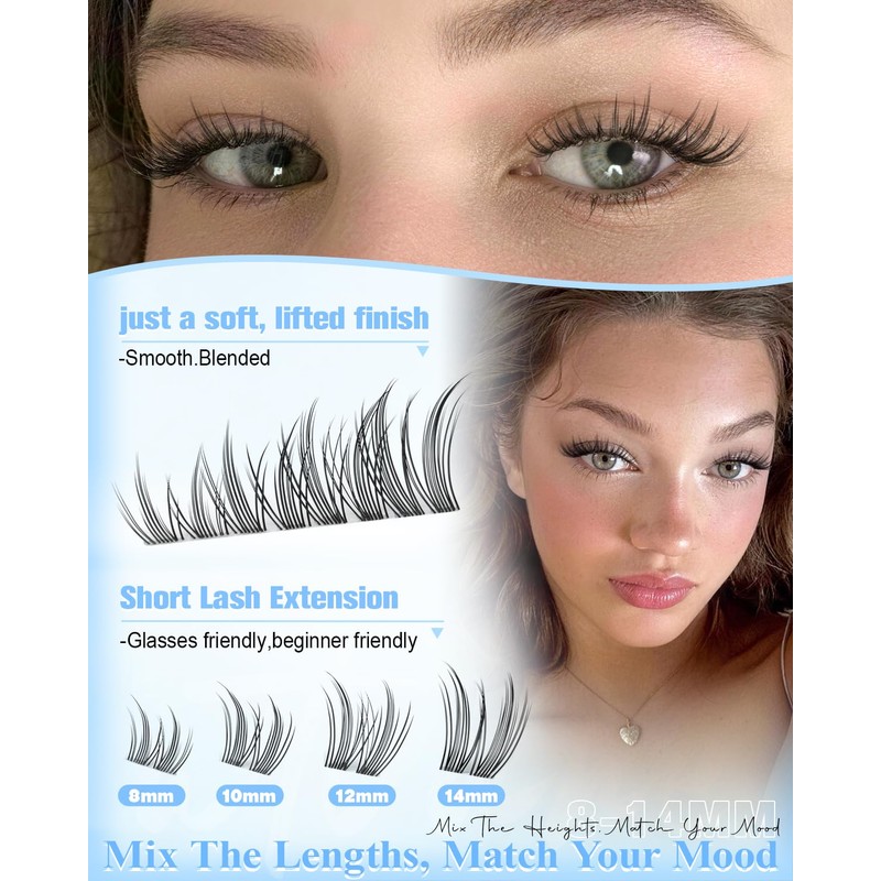 Natural Lash Clusters Wispy Eyelash Clusters 8-14mm Natural Bunny Cluster