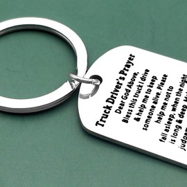Trucker Keychain Truck Driver's Prayer Gift for Truck Drivers Men Dad Son Grandpa Husband Boyfriend for Christmas Birthday Long Distance Relationship Gift for Trucker Prayer Gift