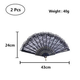 SuKeYuan 2 Pcs Hand Held Fans Vintage Lace Folding Fan Women Spanish Hand Fan for Wedding Decoration DIY Decoration