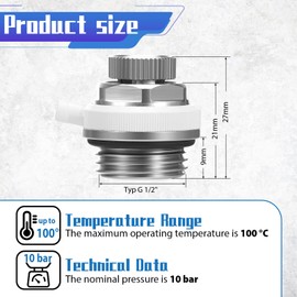 Automatic Bleed Valve 3/4 Inch Bleed Plug Valve Radiator Bleed Valve Brass Self Bleeding Radiator Valve (Pack of 3)