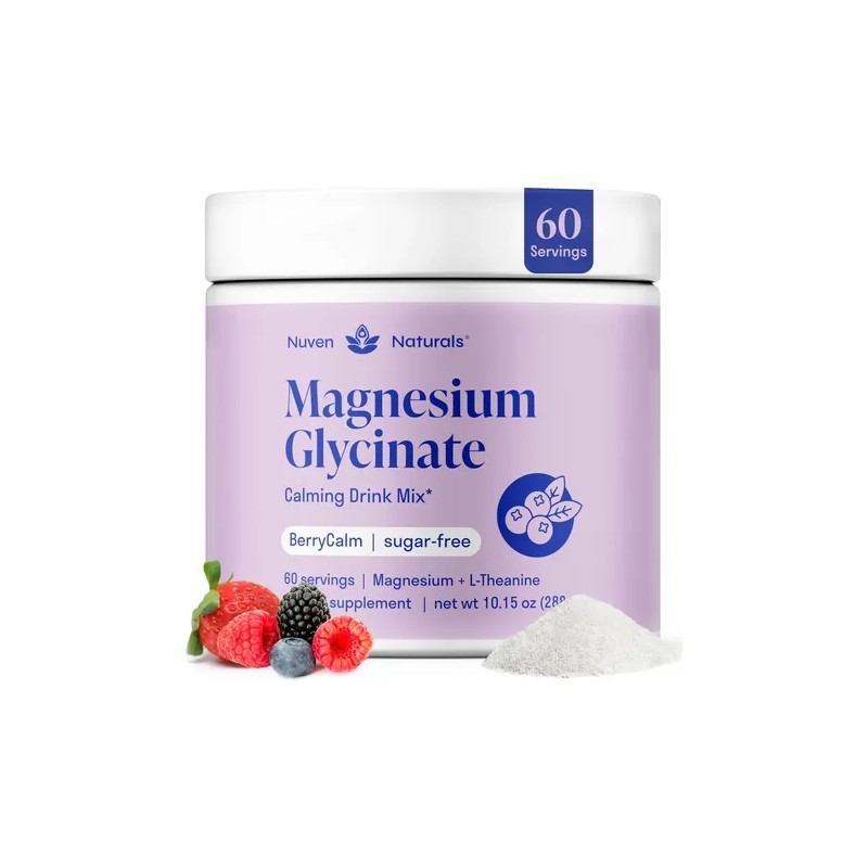 Nuven Naturals Magnesio Glicinato L-Theanine Magnesium Glycinate L-Theanine Powder, 60