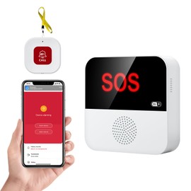 eMylo Caregiver Pager, WiFi Multi Function Remote Control, Senior Life Alarm, 1 SOS Button 1 Receiver, Compatible with Smart Life APP/Tuya App (Only 2.4 GHz)