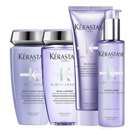 Kit Tratamiento Para Matizar Cabello Rubio Kerastase Blond Absolu 2 Shampoos Suero y Acondicionador