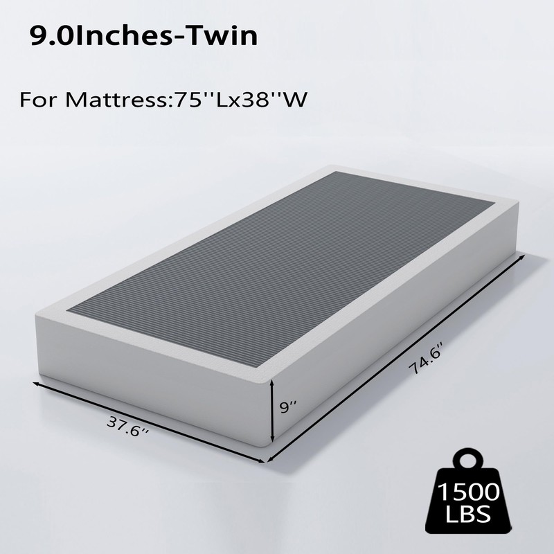ALDRICH Box Springs Twin 9 Inch, Heavy Duty Metal Frame