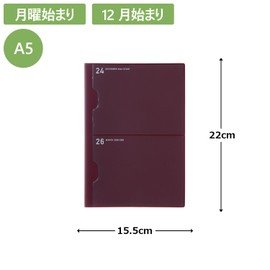 Laconic LAMD87-160WI Notebook, 2025, A5, Monthly Pocket, Wine (Begins December 2024)