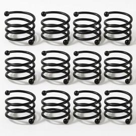 ALPHA Living HOME - Juego de 12 anillos para servilletas de metal en espiral - Recubrimiento en polvo negro, forma redonda en espiral, portaservilletas y hebillas para cena familiar, boda, fiesta