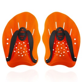 Grstltd Swimming Paddles for Hands, Swimming Training Hand Paddles with Adjustable Straps, Swim Paddles for Adult Children Unisex Professional Swimming Accessories (1 Pair, Orange)