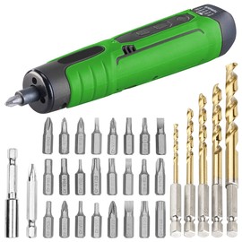 AGT Professional Cordless Drill: Cordless Screwdriver USB, 25 Bits & HSS Drill Set for Cordless Screwdriver (USB Screwdriver, Mini Electric Screwdriver)
