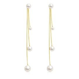 Pearl Earrings for Wonen Boho Long Pearl Beads Dangle Earrings Layer Pearls Tassel Drop Dangle Earrings Spring Summer Beach Fashion Jewelry (layer pearls earrings)