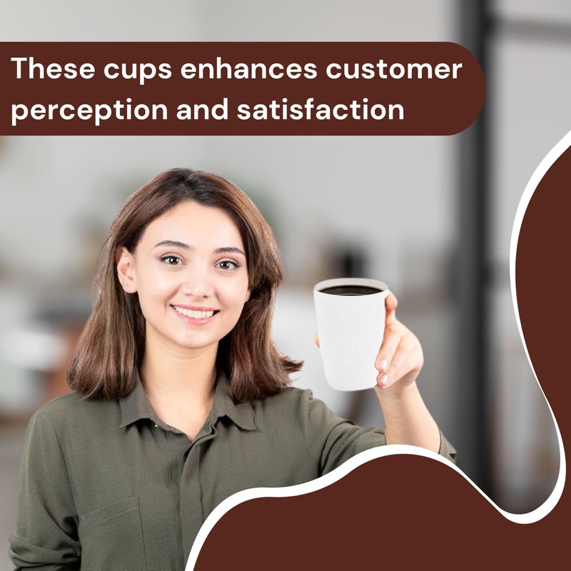 12oz Double Wall Ripple White Paper Coffee Cups- Pack of