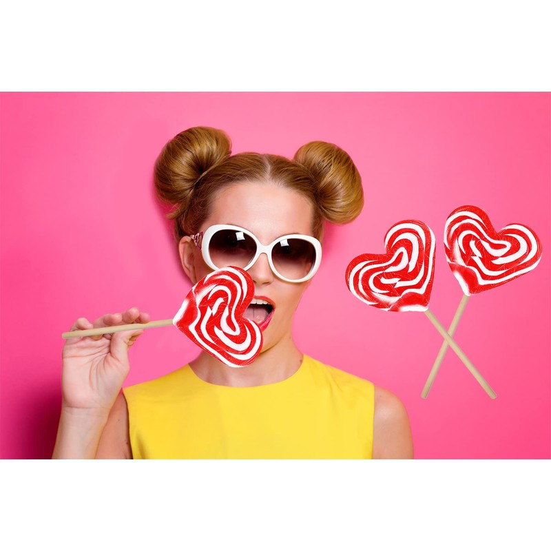 Fruidles Six-Pack 80-Gram Jumbo Heart Swirl Lollipop Red and White