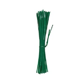 100 Pack 8" Green Pre Cut Plastic Coated Wire Garden Twist Ties (10)