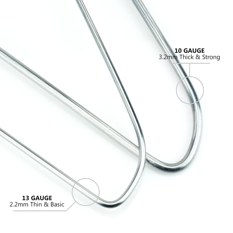 HANGERWORLD Silver Metal Wire Clothes Hangers 16inch 13 Gauge Clothes
