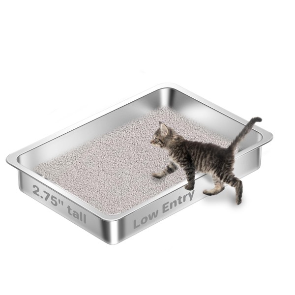 Amibud Amibud Low Entry Stainless Steel Cat Litter Box for
