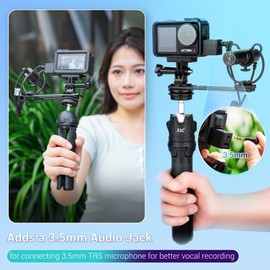 JJC 3.5mm Audio Adapter for DJI Osmo Action 4 - Expanded USB-C Interface & Audio Mic TRS Plug for Charging and 3.5mm Microphone Input