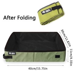 Foldable Cat Litter Tray, Foldable Portable Cat Litter Tray, Waterproof Cat Litter Tray, for Travel, Outdoor, Park, Oxford Fabric, Soft, Waterproof, Green, 40 x 30 cm