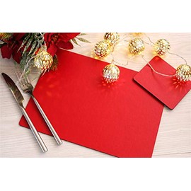 The Dapper House Set of 4 Elementary Red Leatherboard Placemats and 4 Coasters - Made in UK
