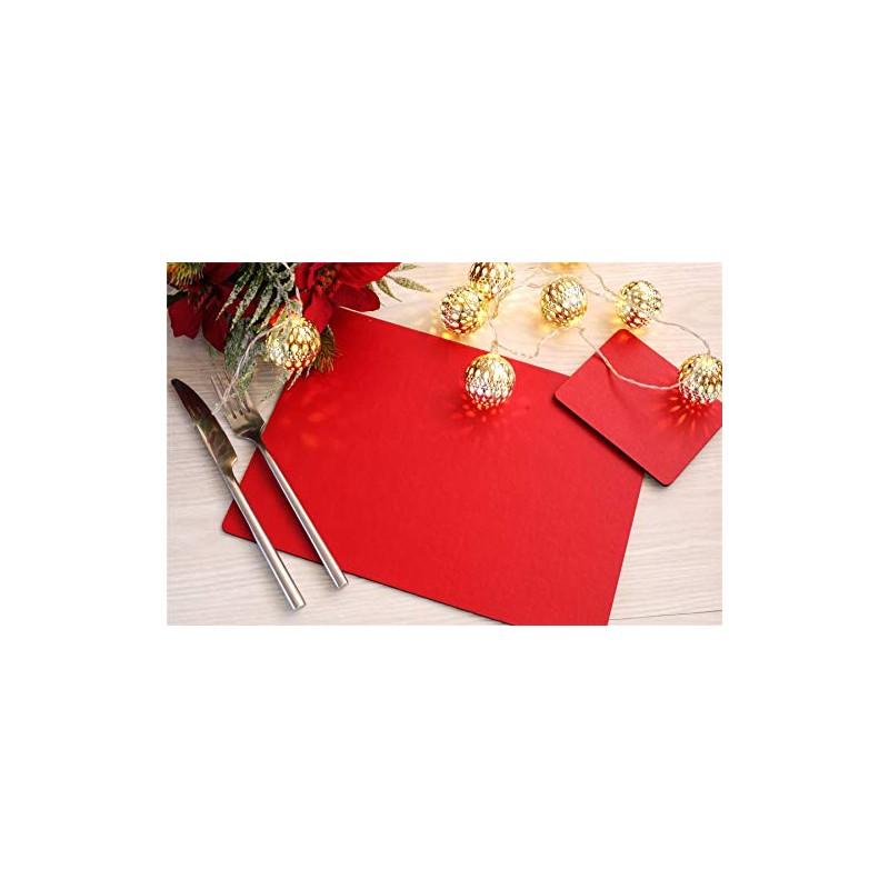 The Dapper House Set of 4 Elementary Red Leatherboard Placemats