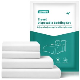 vammots Disposable Bed Sheets for Hotel, King Size Travel Disposable Bedding Set,Disposable Duvet/Comforter Cover,Safe and Portable for Travel,Contains 1bed Sheet 1quilt Cover and 2pillowcases
