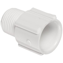 Spears 436 Series PVC Pipe Fitting, Adapter, Schedule 40, White, 1-1/2" NPT Male x 1-1/4" Socket