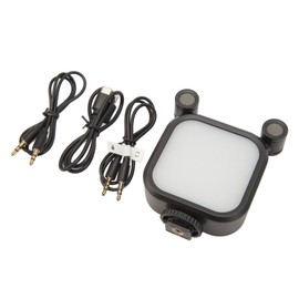 Stereo Microphone Light 10 Levels Brightness Dual Mic Fill Lamp for Mobile Video Conference Built in Battery