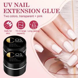 Landrain Pack of 2 15 ml UV Nail Gel for Gel Nails, UV Nail Gel