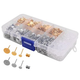 Tiardey Stud Earrings for Jewellery Making Stud Flat Padding Ear Brush Earrings Backs (Gold+Silver)