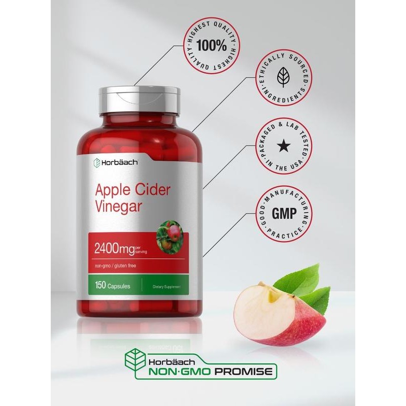 Horbäach Apple Cider Vinegar Capsules | 2400mg | 150 Count