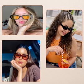 Eyegla 6 Pack Rectangle Sunglasses for Women Retro Trendy Square Party Glasses Bulk Vintage Chunky Frame 90s Sun Glasses for Women Men