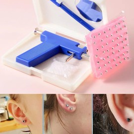 YINGLUOEU Ear Piercing Set Stainless Steel Piercing Guns Kit Piercing Tool Kits Ear Piercing Gun with 98 Pieces Stud Earrings and Ear Plugs for Ear Nose Navel Lips, Stainless Steel