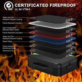 Noiposi Document Organizer with 5200℉ Heat Insulated, 16.1"x11.4"x4.3" Waterproof and Fireproof Document Box with Lock, Home Strong Fireproof Safe Storage Box for Legal Size Documents and File