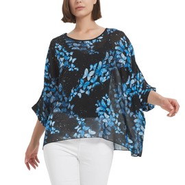 Blusa suelta de murciélago para mujer, parte superior de gasa, estampado de camuflaje, kimono poncho, túnica de caftán, Mariposas de cielo nocturno, One Size