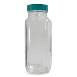 Qorpak GLC-01284 Type III Glass French Square Bottle with Green Thermoset F217 and PTFE Lined Cap, 37 mm Diameter x 86 mm Height, 60 milliliters Capacity, Case of 48