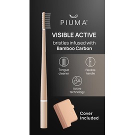 Piuma Care Zahnbürste – Borsten mit Bambuskohle – Zahnpflege – Vorbeugung von Flecken – Zungenreiniger weich – Tiefenreinigung