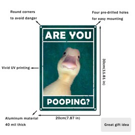 TAKurPIK Funny Duck Are You Pooping Bathroom Sign Quirky Retro Vintage Metal Signs Restroom Washroom Toilet Decor 8x12 Inches Green