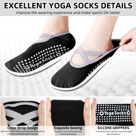 Minmex Yoga Socks, Ballet, Pilates, Non-slip, Women’s Yoga Suit Socks, Breathable, Durable, Antibacterial, Deodorization, Women’s Yoga Wear, Ballet, Sports, Daily Life, 1 Pair (One Size), Black