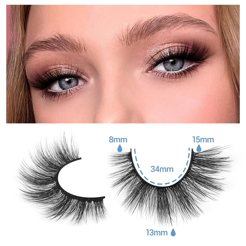 14 Pairs False Eyelashes Natural Mink Lashes Fluffy Wispy Cat