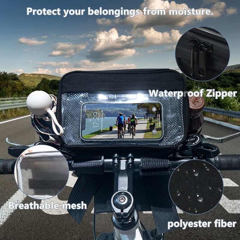 MKYRLX Bicycle Handlebar Bag, Insulated Lunch Bag, Portable with Touchscreen