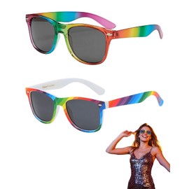 HZAOPZE Pack of 2 rainbow sunglasses, outfit for men and women, colourful glasses, party glasses, rainbow sunglasses, for hippie costume accessories, fancy dress party glasses accessory, rainbow