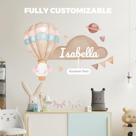 CRYPTONITE Custom Name Elephant Wall Decals I Elephant Baby Shower Decorations I Elephant Wall Decor | Elephant Baby Shower Decorations for Girl I Baby Elephant Nursery Decor | Multiple Size Options