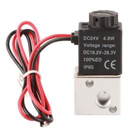 3V1-06 DC 12V/24V Electric Solenoid Air Valve 3-Way 2-Position Normally Closed Electromagnetic Air Valve 1/8" BSP (DC24V)