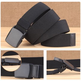 HOANAN 2-Pack Elastic Stretch Belt, Men’s All Size No Metal Nylon Tactical Hiking Belt (Fit up to 50", Blackdarkgrey)